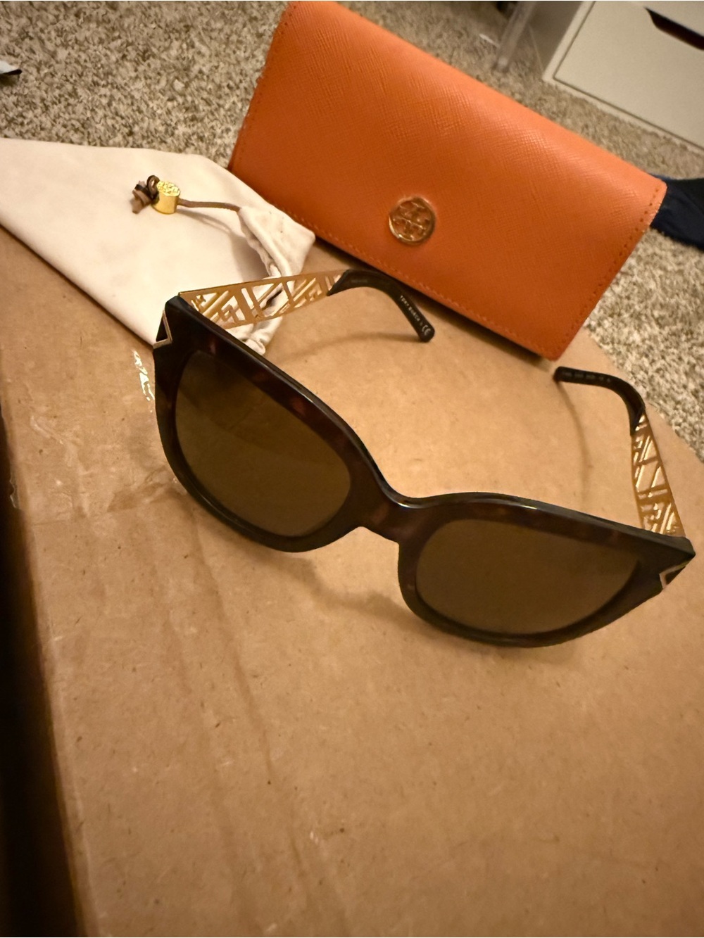 Tory Burch Women's Tortoiseshell Sunglasses with Gold Accent